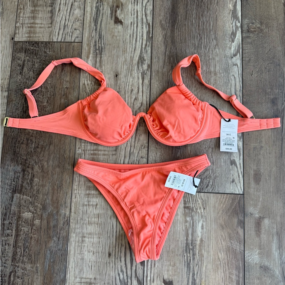 Target Coral Bikini Top and Bottom Set